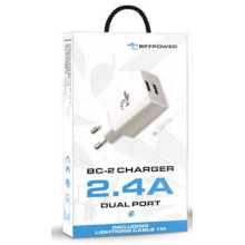 CARICABATTERIA FAST CHARGE BC-2 2 X USB 2.4A  + CAVO LIGHTNING BIANCO