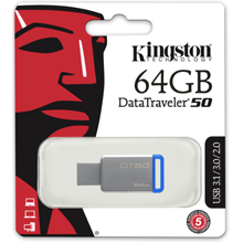KINGSTON DATATRAVELER 50 64GB USB 3.0 - USB 3.1 COLORE BLU ARGENTO