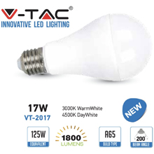V-TAC LAMPADINA LED E27 17W BULB A65 4456 - BIANCO CALDO