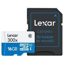 MICRO SD 16 GB CLASS 10 HIGH SPEED 300X CON ADATTATORE LEXAR