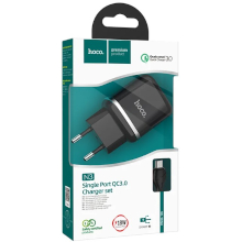 CARICABATTERIA HOCO N3 USB 3A QC3.0 CON CAVO MICRO-USB NERO