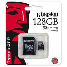 KINGSTON MICRO SDHC 128 GB CLASSE 10 UHS-I + ADATTATORE