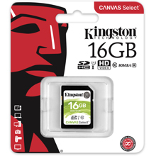 KINGSTON MEMORY CARD SD 16GB CANVAS CL10