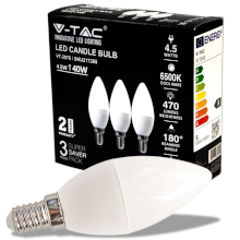 LAMPADINA LED E14 4.5W CANDELA 6500K BOX 3 PEZZI