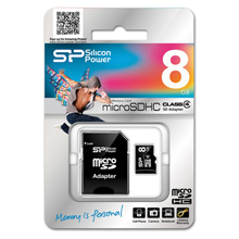 MICRO SD 8 GB SILICON POWER CLASSE 4 + ADATTATORE SD