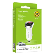 CARICABATTERIA DA AUTO HOCO BZ15 2.4A 2 X USB CON DISPLAY LED BIANCO
