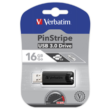 PENDRIVE 16 GB VERBATIM PINSTRIPE USB 3.0 16 GB BLACK