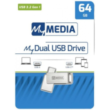 PENDRIVE MY MEDIA 64GB DUAL USB 3.0 / USB-C ARGENTO IN METALLO