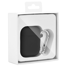 CUSTODIA IN SILICONE PER AIRPODS CON GANCIO - NERA