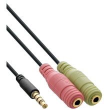 CAVO AUDIO SDOPPIATORE Y JACK 3,5MM MASCHIO A 2X JACK 3,5MM FEMMINA TRICANALE 4 PIN CTIA NERO 2M