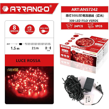FILO DI LUCI LUCE ROSSA 300 LED 1.5M + 21M DA INTERNO
