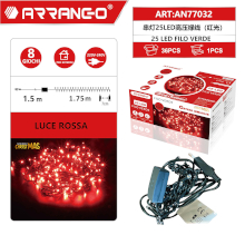 FILO DI LUCI LUCE ROSSA 25 LED 1.5M + 1.75M DA INTERNO