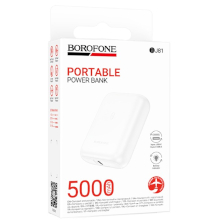POWER BANK BOROFONE BJ81 5000MAH 1 X USB + 1 X TYPE-C BIANCO