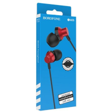 CUFFIE IN-EAR BOROFONE BM35 CON MICROFONO ROSSO-NERE