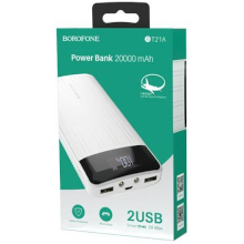 POWERBANK 20000 MAH 2 PORTE USB CON DISPLAY BIANCO