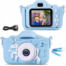 FOTOCAMERA DIGITALE PER BAMBINI BLU MODELLO X5 UNICORNO