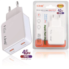 ALIMENTATORE 45W CON 2 X TYPE-C PD 45W BIANCO