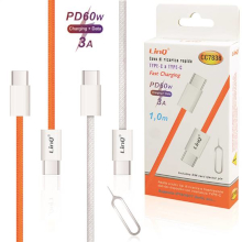 CAVO DI RICARICA TYPE-C TYPE-C 60W 1M CON ESTRATTORE SIM BIANCO-ARANCIO