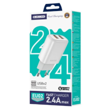 CARICABATTERIA JELLICO EU02 2.4A 12W 2 X USB + CAVO MICRO-USB BIANCO