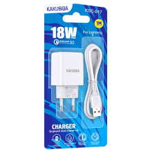 CARICABATTERIA USB KSC-917 QC3.0 18W CON CAVO LIGHTNING BIANCO