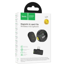 MICROFONO CON RICEVITORE TYPE-C WIRELESS HOCO L21 CON CLIP NERO