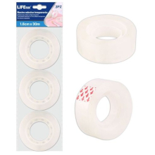 NASTRO ADESIVO TRASPARENTE 3 PEZZI 18MMX30M