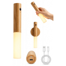 LAMPADA LED DA PARETE CON MAGNETE E SENSORE DI MOVIMENTO EFFETTO LEGNO