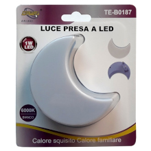 LUCE NOTTURNA LED 1W 6000K A FORMA DI LUNA